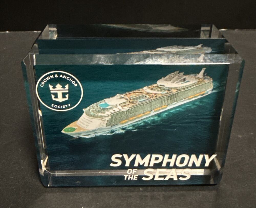Royal Caribbean Symphony of the Seas Crystal Glass Block Crown Anchor Award